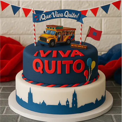Pastel personalizado para las fiestas de Quito hecho por DiPastel