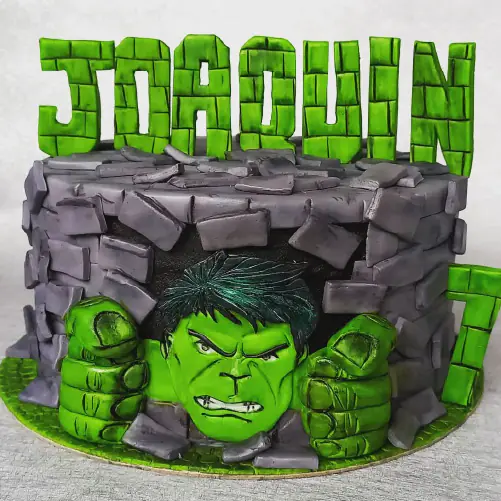 Pastel personalizado de Hulk en Quito hecho por DiPastel